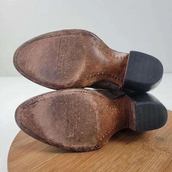 Lucchese Catalina Distessed Brown Leather Booties US 7 B Buckle Western Zip Up