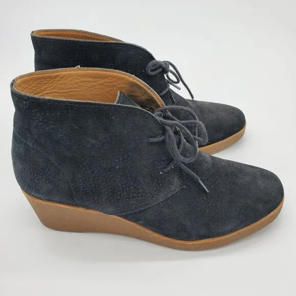 LUCKY Brand Black Leather Lace Up Chukka Desert Boot Ankle Booties Boots Size 7M
