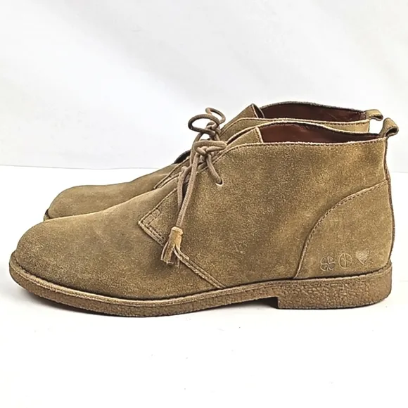 Lucky Brand Eberline Tan Suede Leather Lace Up Desert Ankle Bootie Size 10