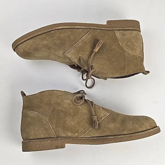 Lucky Brand Eberline Tan Suede Leather Lace Up Desert Ankle Bootie Size 10