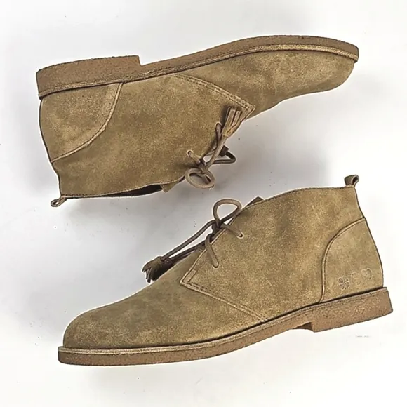 Lucky Brand Eberline Tan Suede Leather Lace Up Desert Ankle Bootie Size 10