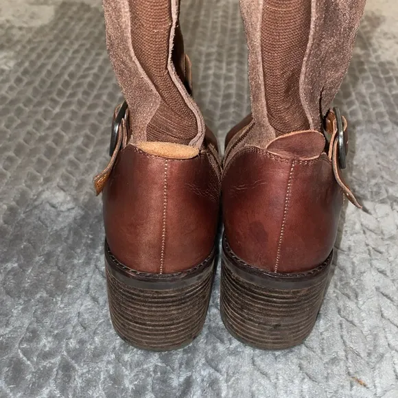 Lucky Brand Rye Brown Kailan Leather &amp; Suede Knee High Riding boots. Size 10.