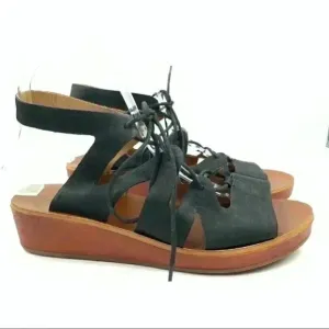 Lucky brand sandals Haley size 8 38 black leather