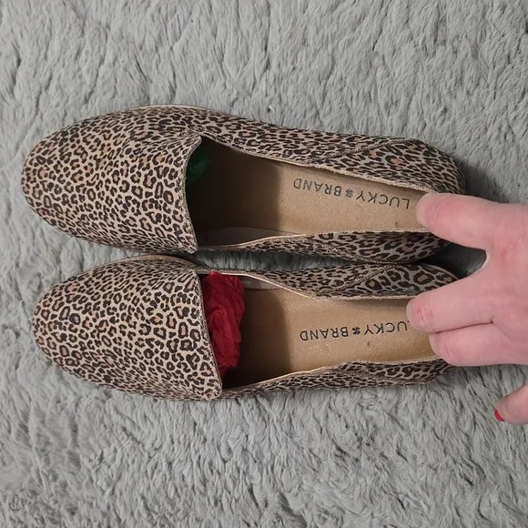 Lucky Brand slip animal print slip on loafers