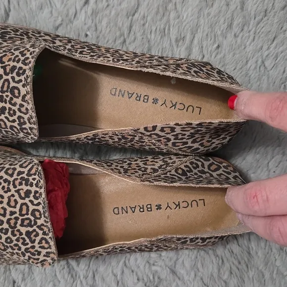 Lucky Brand slip animal print slip on loafers
