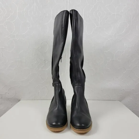 Lucky Brand Timinii Womens Riding Boots Size 10 Black Leather Suede Knee-High