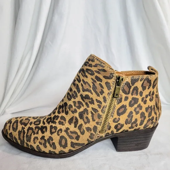 Lucky Brand Women's Basel Leopard Print Block Heel Ankle Booties Size 9.5 NWOT