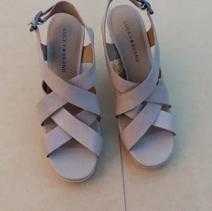 LUCKY BRAND Women's Cabino Leather High Heel  Sandals- 8.5M