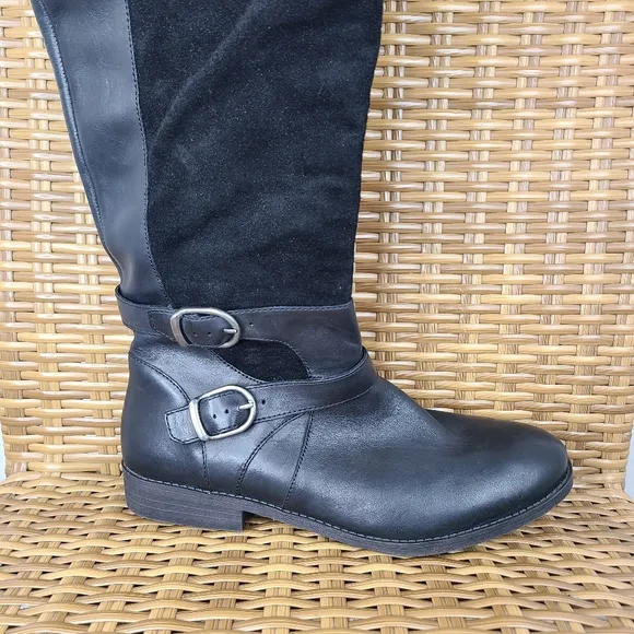 Lucky Brand Zosha Boots Black Suede Leather Over the Knee Tall Size 11