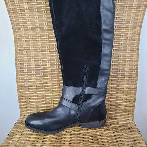 Lucky Brand Zosha Boots Black Suede Leather Over the Knee Tall Size 11