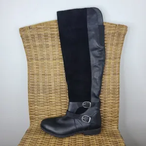 Lucky Brand Zosha Boots Black Suede Leather Over the Knee Tall Size 11