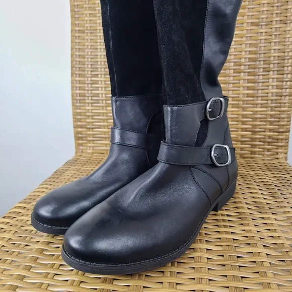 Lucky Brand Zosha Boots Black Suede Leather Over the Knee Tall Size 11