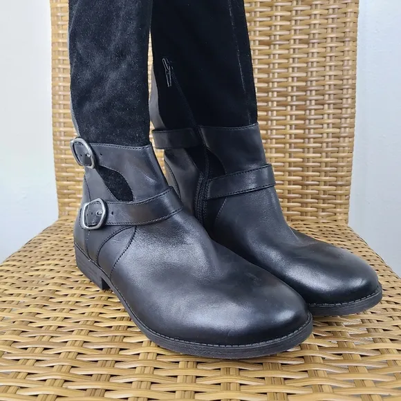 Lucky Brand Zosha Boots Black Suede Leather Over the Knee Tall Size 11