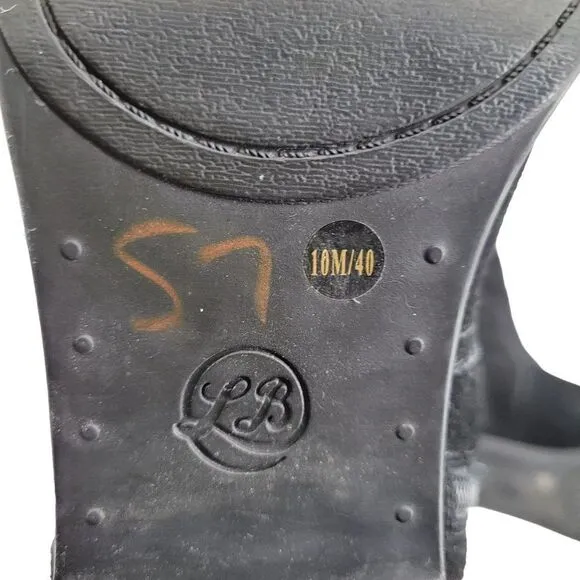 Lucky Brand Boots Hanover Leather Tall Riding Black Low Block Stretch Calf 10