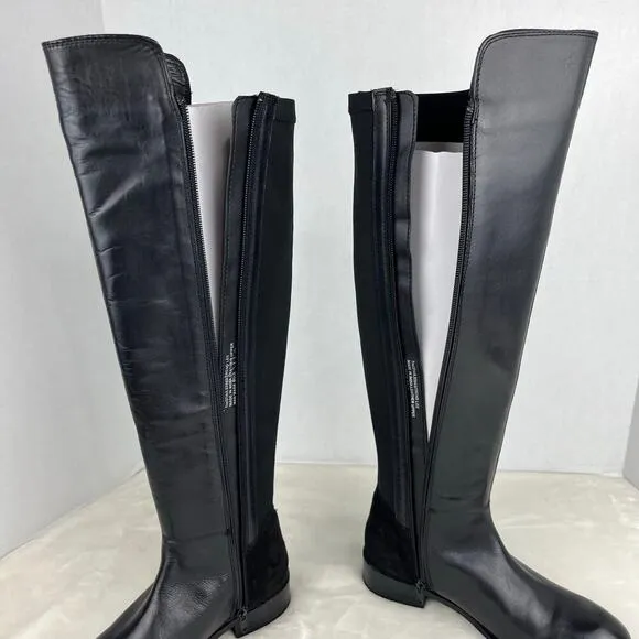 Luichiny Trend Lee Black Leather Stretch PanelOver The Knee 50/50 Zip Boots 7