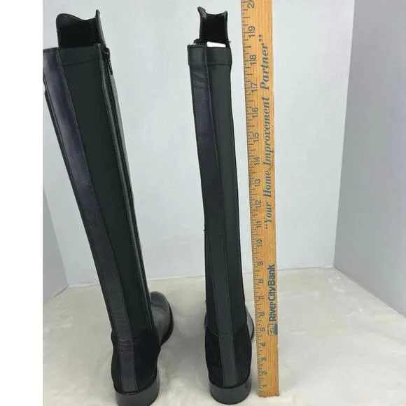 Luichiny Trend Lee Black Leather Stretch PanelOver The Knee 50/50 Zip Boots 7
