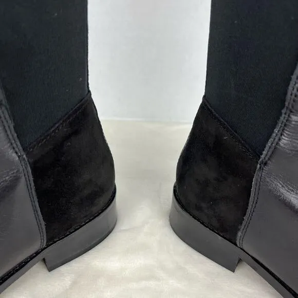 Luichiny Trend Lee Black Leather Stretch PanelOver The Knee 50/50 Zip Boots 7