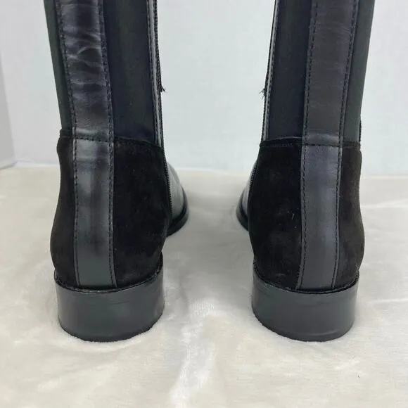 Luichiny Trend Lee Black Leather Stretch PanelOver The Knee 50/50 Zip Boots 7