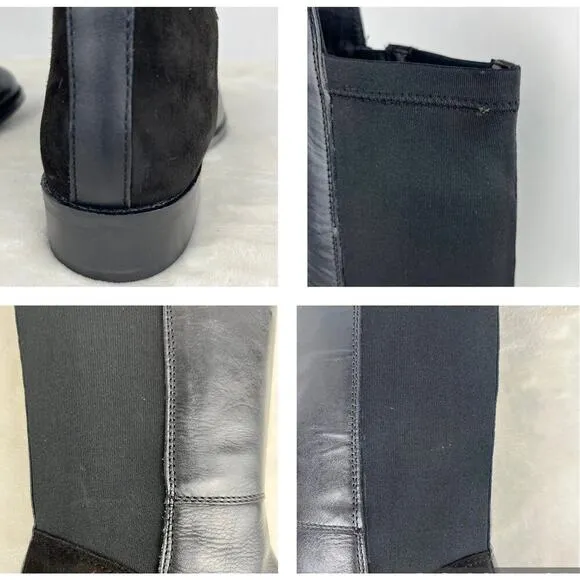 Luichiny Trend Lee Black Leather Stretch PanelOver The Knee 50/50 Zip Boots 7