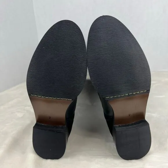 Luichiny Trend Lee Black Leather Stretch PanelOver The Knee 50/50 Zip Boots 7