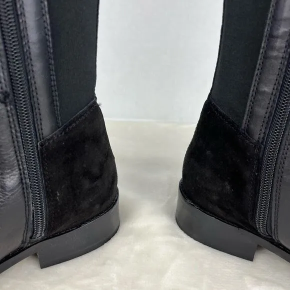 Luichiny Trend Lee Black Leather Stretch PanelOver The Knee 50/50 Zip Boots 7