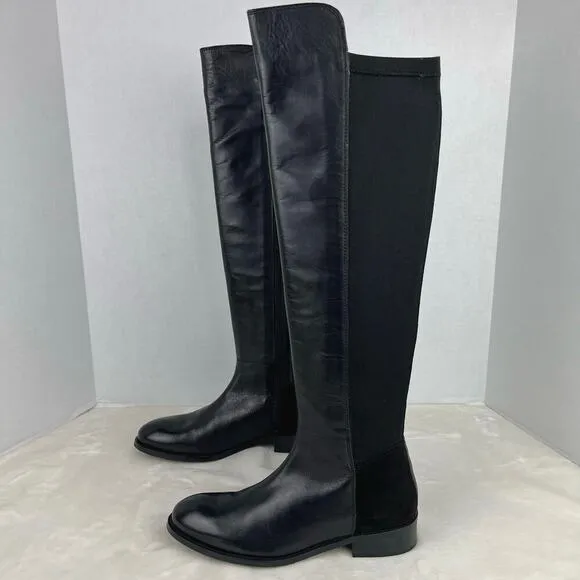 Luichiny Trend Lee Black Leather Stretch PanelOver The Knee 50/50 Zip Boots 7