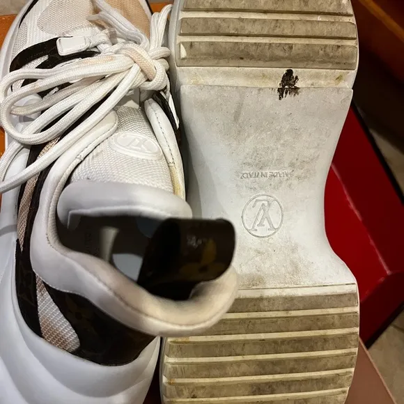 LV White Mesh and Monogram Canvas Archlight Sneakers