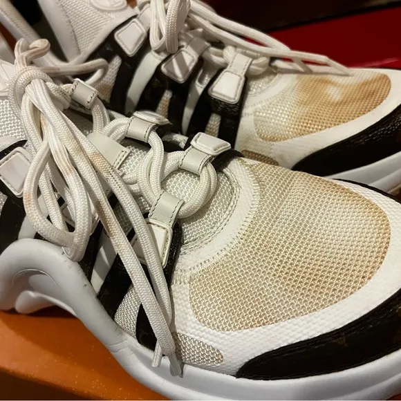 LV White Mesh and Monogram Canvas Archlight Sneakers