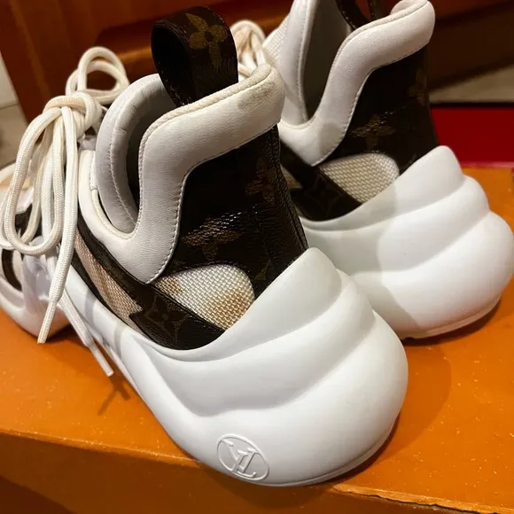 LV White Mesh and Monogram Canvas Archlight Sneakers