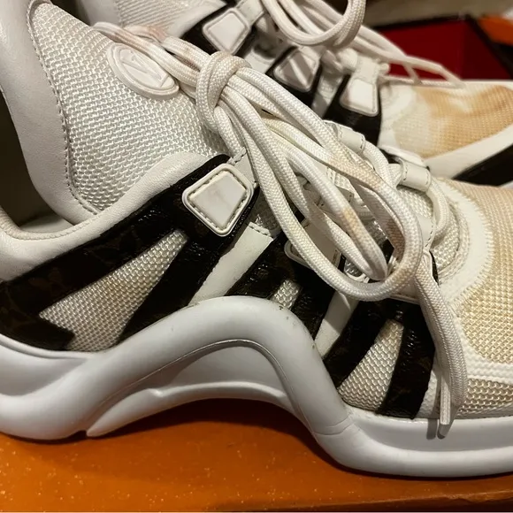 LV White Mesh and Monogram Canvas Archlight Sneakers