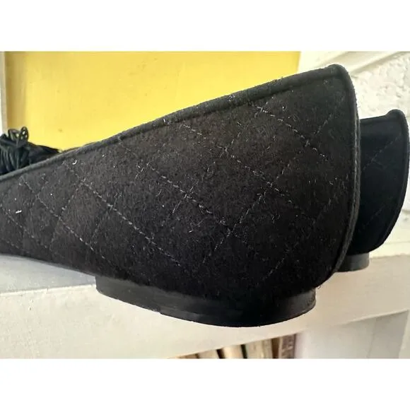 M. Gemi Black Quilted Tassel Loafers Classic sz 38 US 7.5