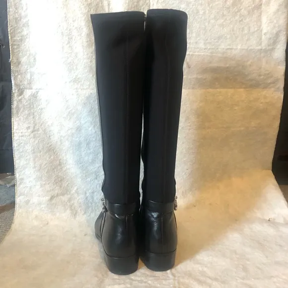 M. Kors size 7 TTS Hamilton tall riding boots black leather &amp; stretch back