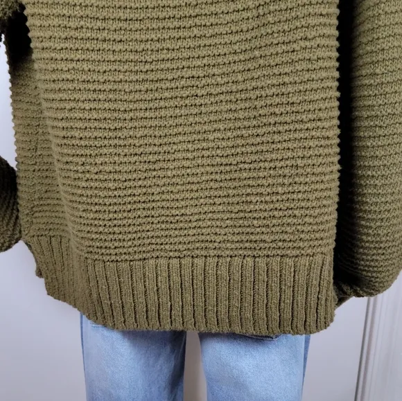 Madewell 100% Cotton Green Knit Ruffle Fisherman Cardigan Size XS