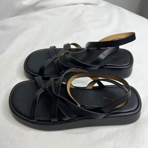 Madewell $118 The Sabina Flatform Sandal Black Size 6.5 NP287