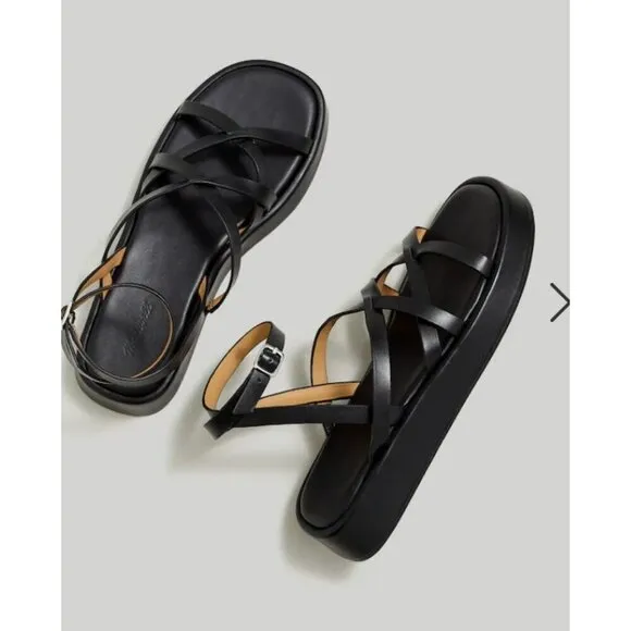 Madewell $118 The Sabina Flatform Sandal Black Size 6.5 NP287