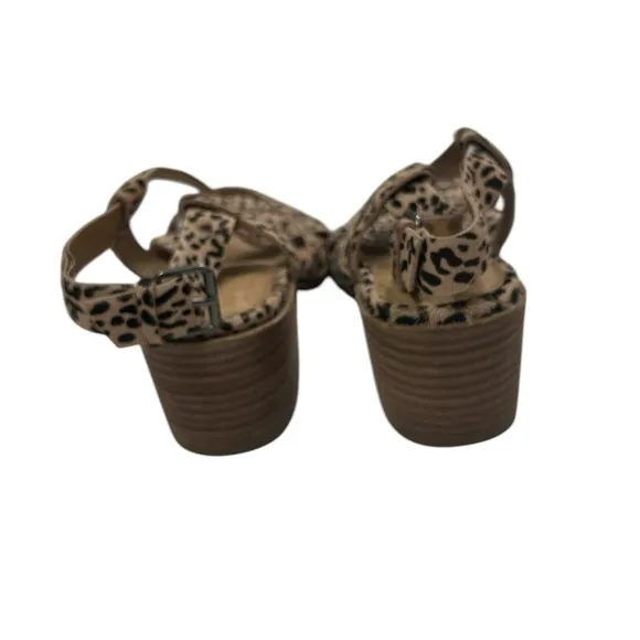 Madewell Alyssa Leopard Strappy Sandals Size 7 Calf Hair Block Heel