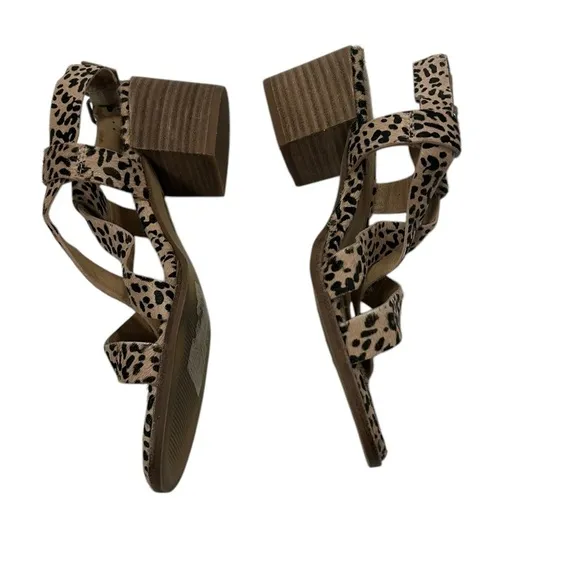 Madewell Alyssa Leopard Strappy Sandals Size 7 Calf Hair Block Heel
