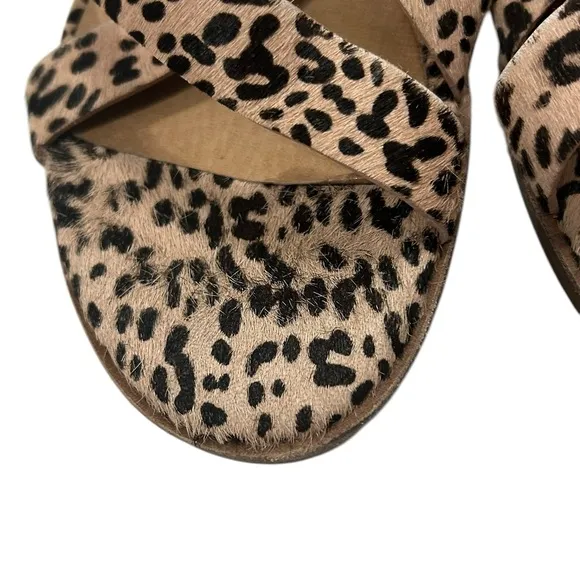 Madewell Alyssa Leopard Strappy Sandals Size 7 Calf Hair Block Heel