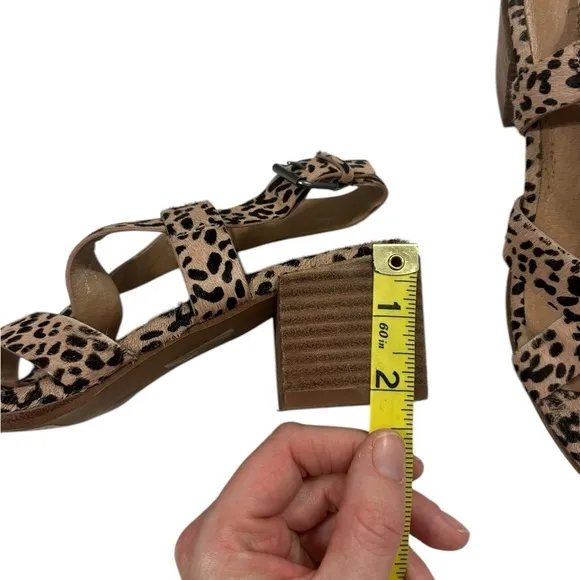 Madewell Alyssa Leopard Strappy Sandals Size 7 Calf Hair Block Heel