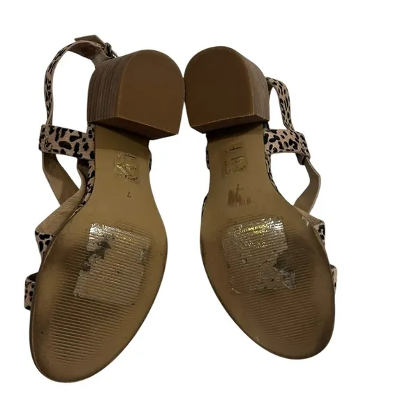 Madewell Alyssa Leopard Strappy Sandals Size 7 Calf Hair Block Heel