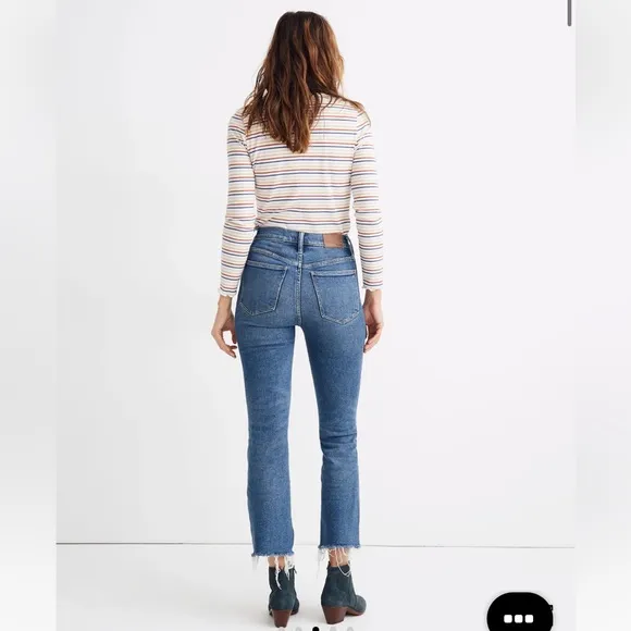Madewell Cali demi boot jeans medium wash raw hem