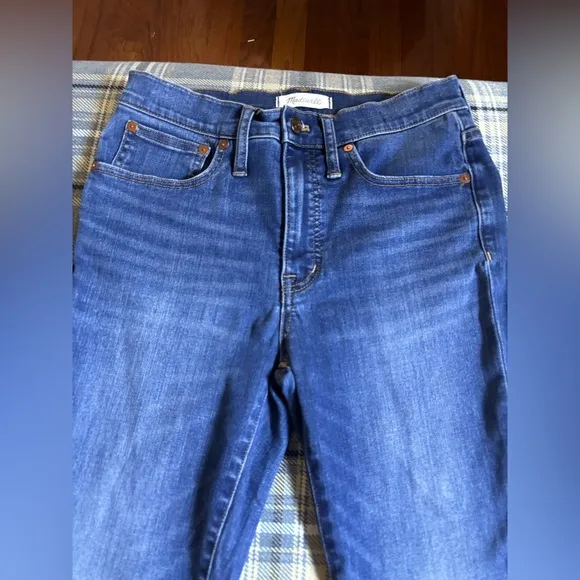 Madewell Cali demi boot jeans medium wash raw hem
