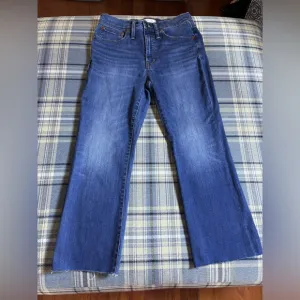 Madewell Cali demi boot jeans medium wash raw hem