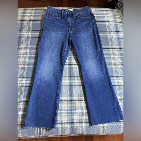 Madewell Cali demi boot jeans medium wash raw hem