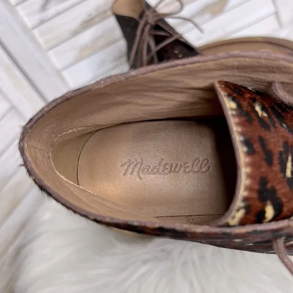 MADEWELL l The Wren Ankle Lace Up Boot in Painted Leopard Calf Hair NWOB 8.5