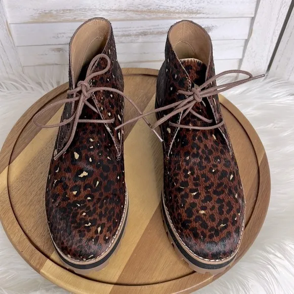 MADEWELL l The Wren Ankle Lace Up Boot in Painted Leopard Calf Hair NWOB 8.5