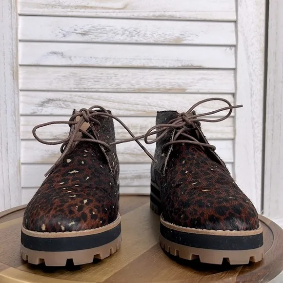 MADEWELL l The Wren Ankle Lace Up Boot in Painted Leopard Calf Hair NWOB 8.5