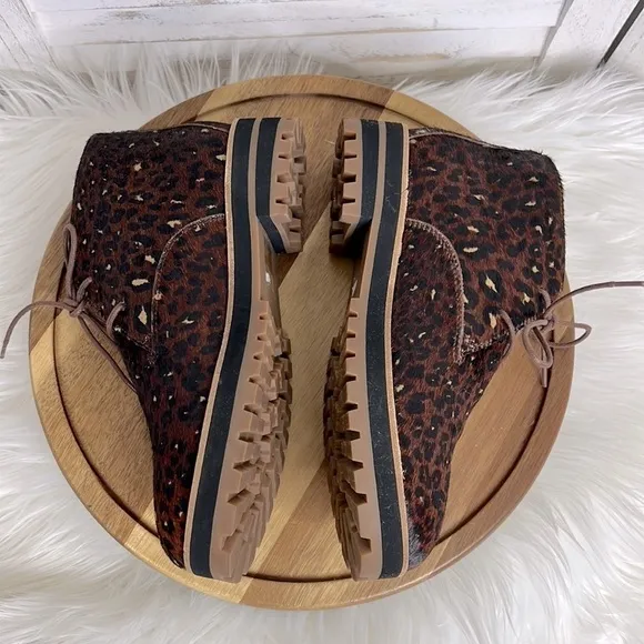MADEWELL l The Wren Ankle Lace Up Boot in Painted Leopard Calf Hair NWOB 8.5