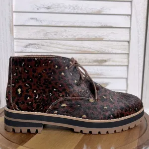 MADEWELL l The Wren Ankle Lace Up Boot in Painted Leopard Calf Hair NWOB 8.5