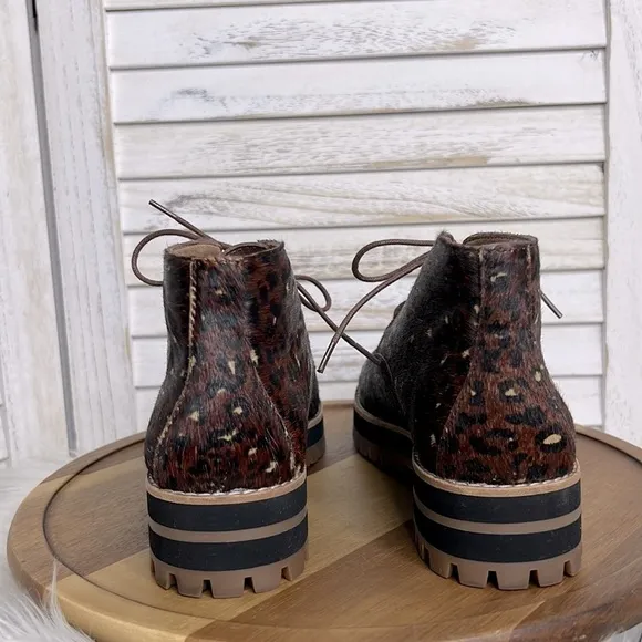 MADEWELL l The Wren Ankle Lace Up Boot in Painted Leopard Calf Hair NWOB 8.5